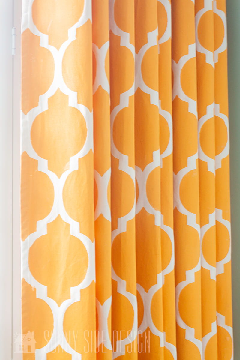 finished curtain painted with a stencil