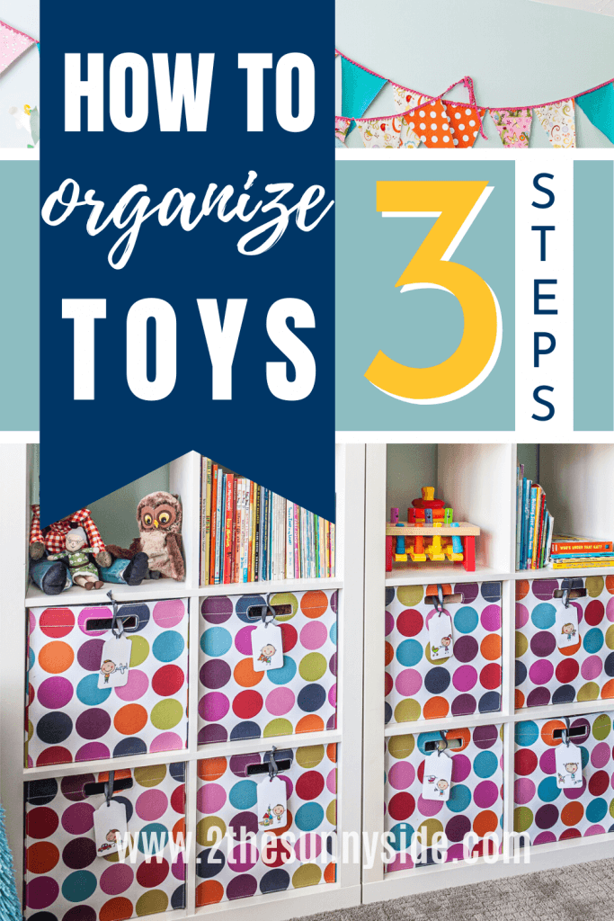 Pinterest Image, organize toys in three simple steps