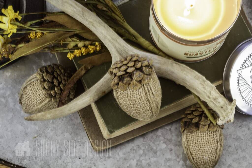staged fake acorn decor