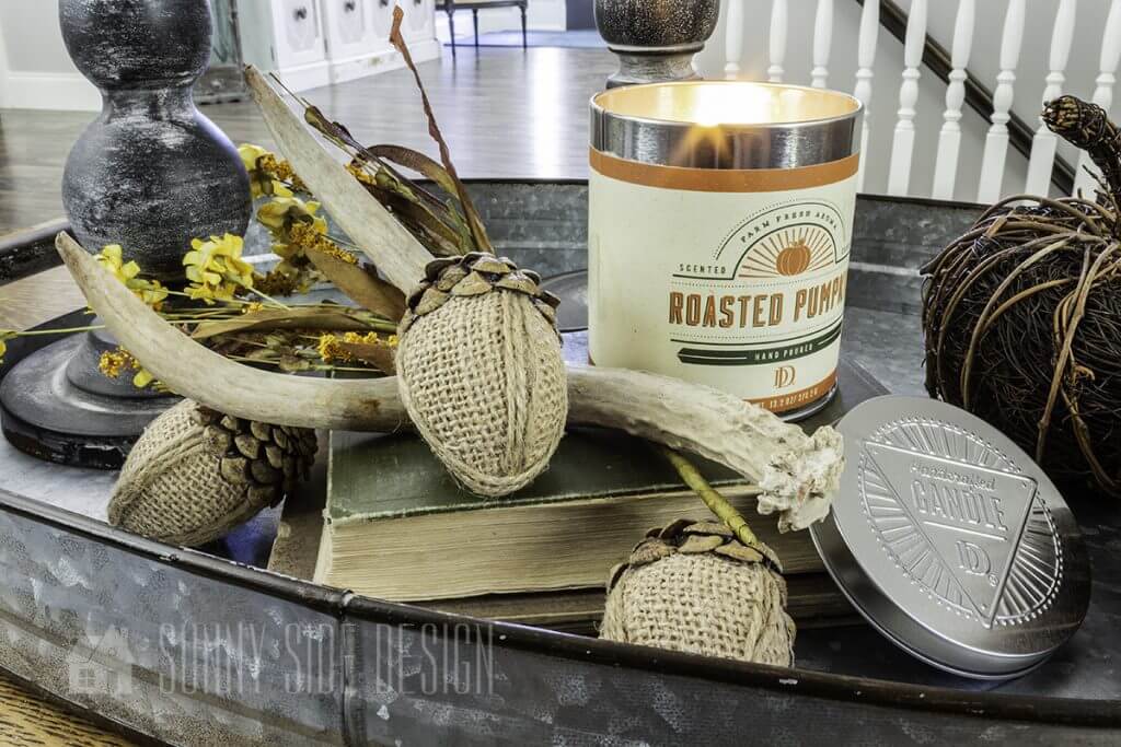 staged fake acorn decor