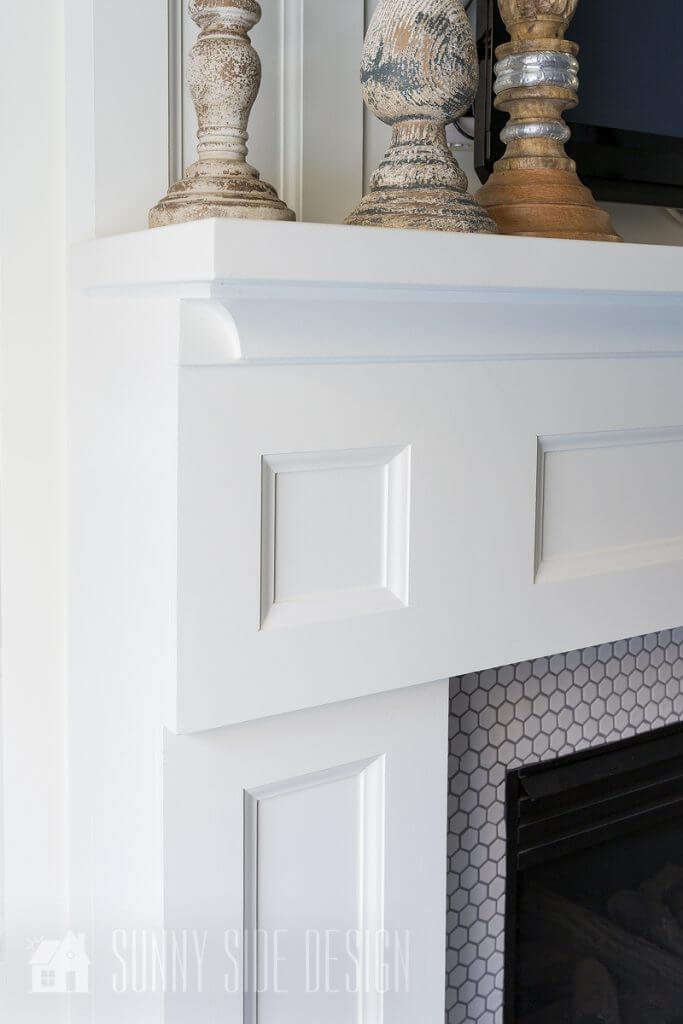 close up of finished mantle and surround