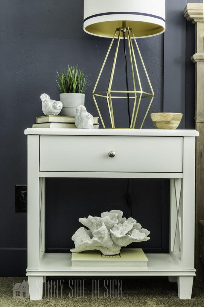 night stand styled with coastal decor