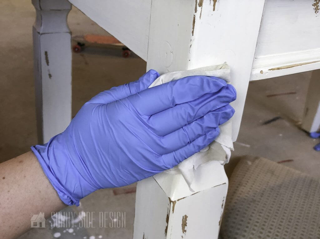 applying wipe on poly