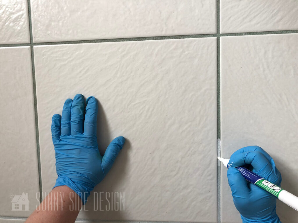using a grout marker to change the color from green to white