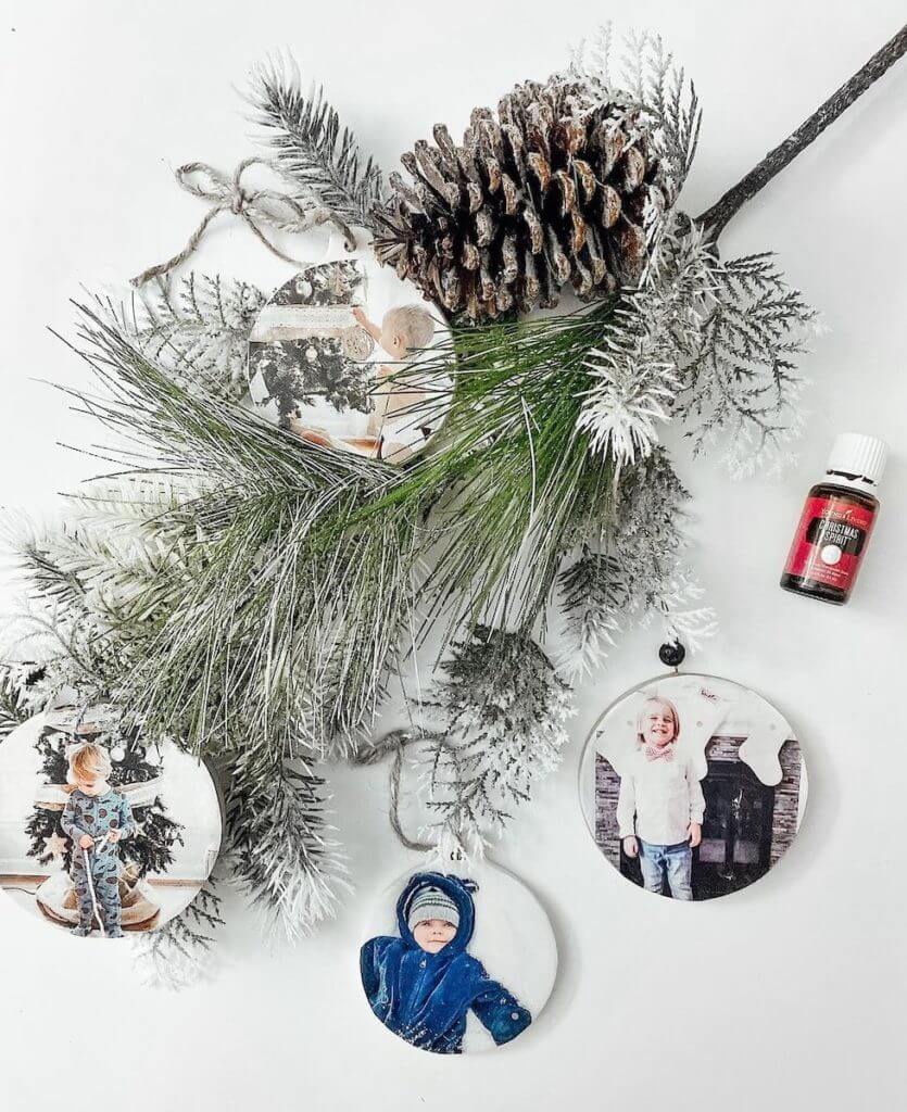 Personalized Christmas ornaments with photos are a simple DIY gift idea.