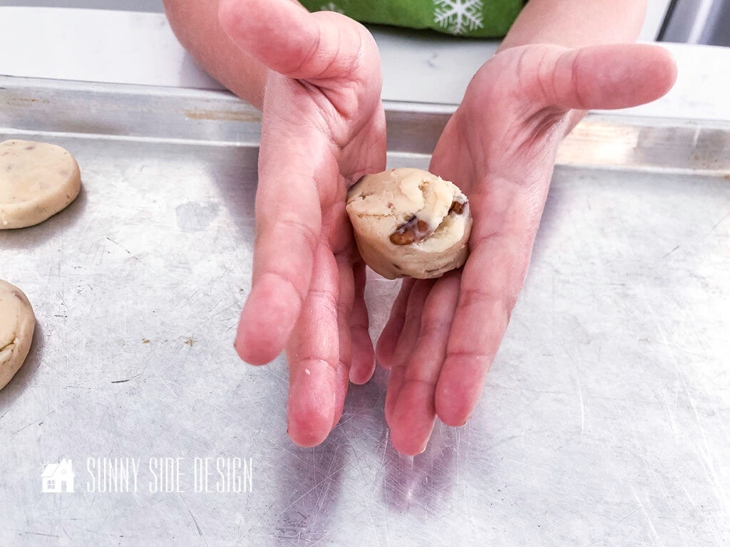 Easy Cookie Recipe Roll dough into a ball.