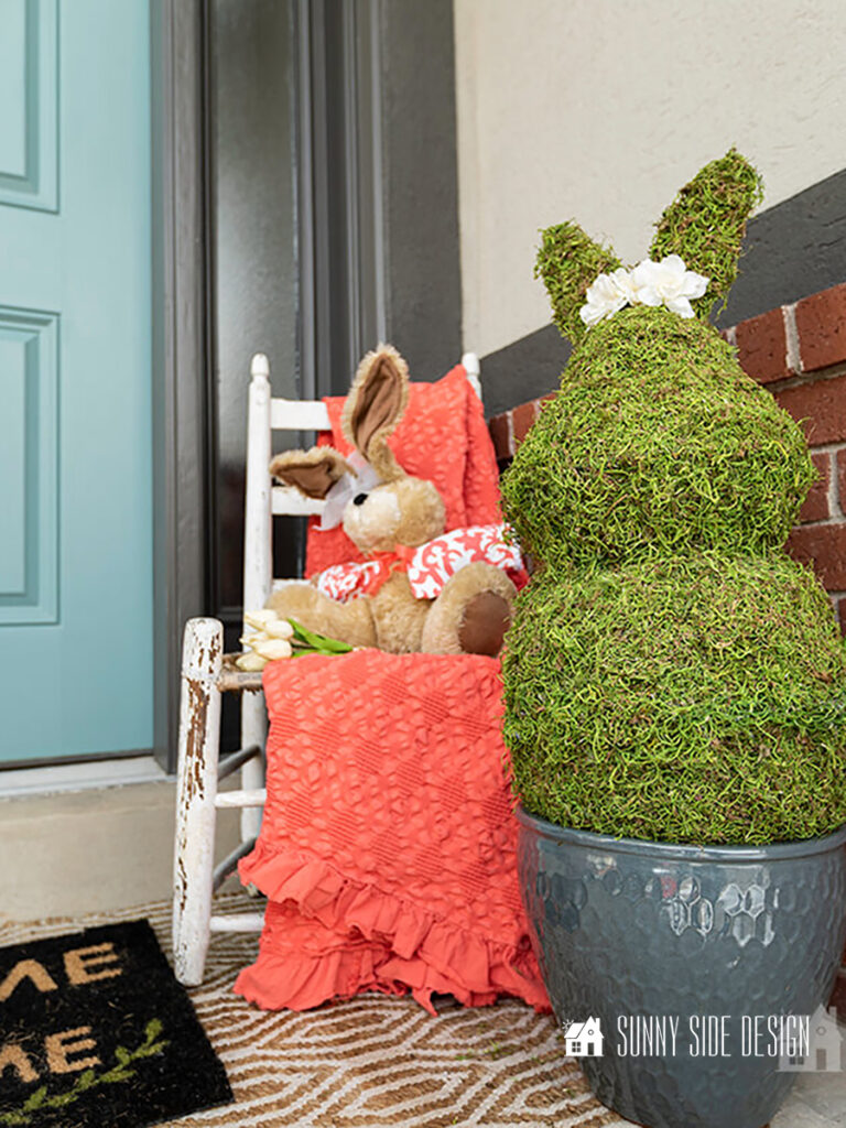 Large moss easter bunner DIY outdoor Easter decoration