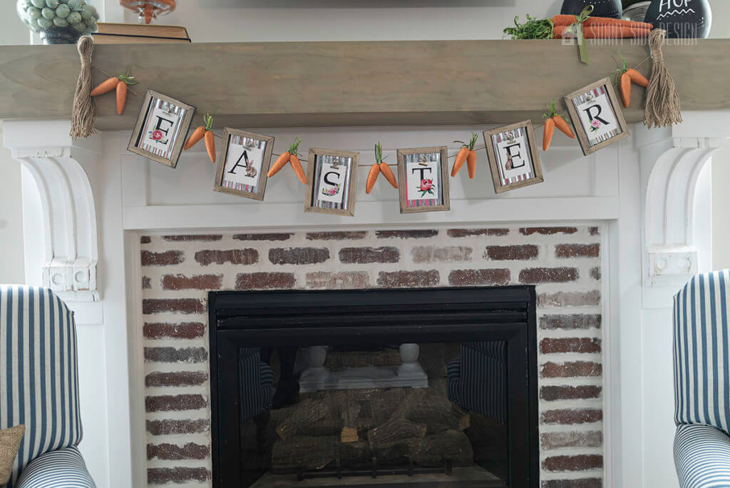 DIY Easter Decoraton, garland made with dollar store frames and FREE printable.