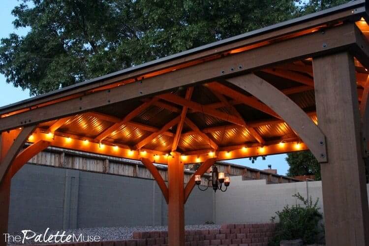 Backyard Ideas, add string lights to existing pergola.