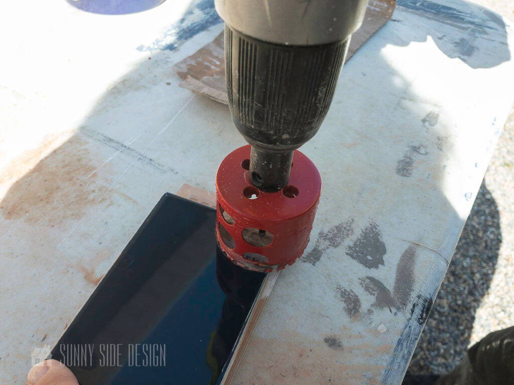 trimming tiles for fixtures with a hole saw
