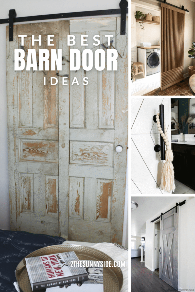 Seven images of barn doors in various homes.