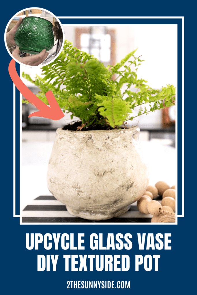 Pin Image Upcycled Glass Vase into a DIY Textured Pot