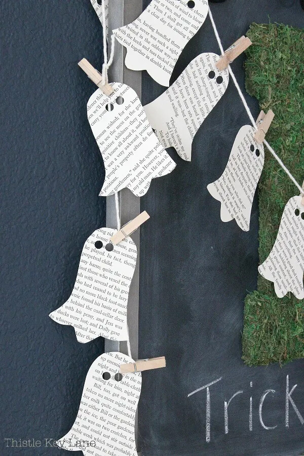 simple paper ghost garland decoration idea