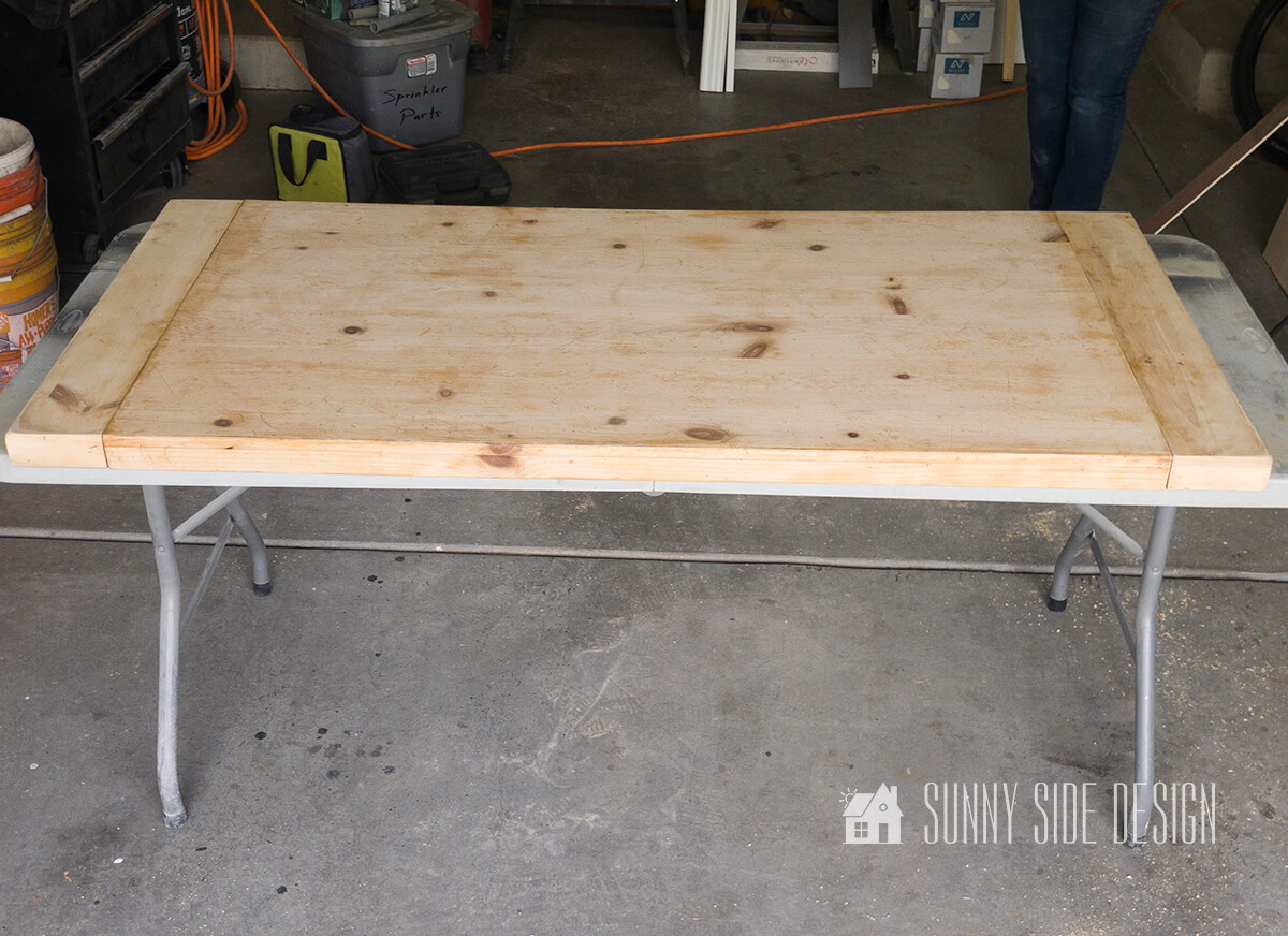 Laundry room folding table, sanded and prepared for stain and finish.