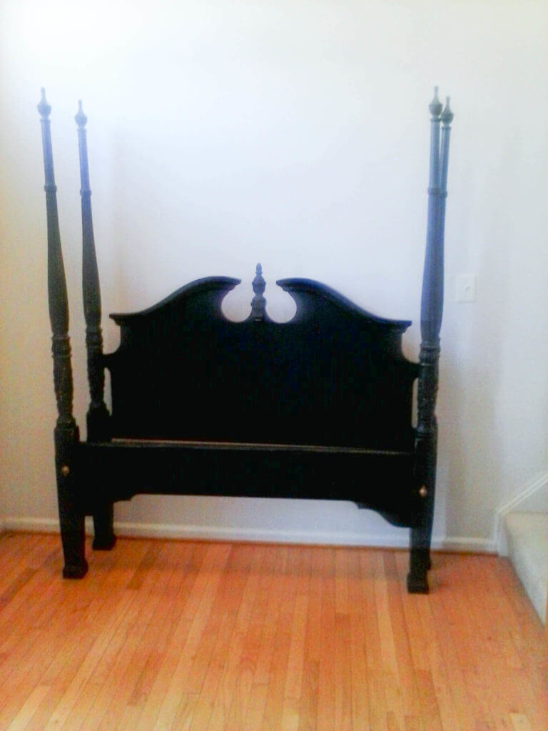 Flea market flip ideas, vintage colonial style 4 poster bed before the makeover.