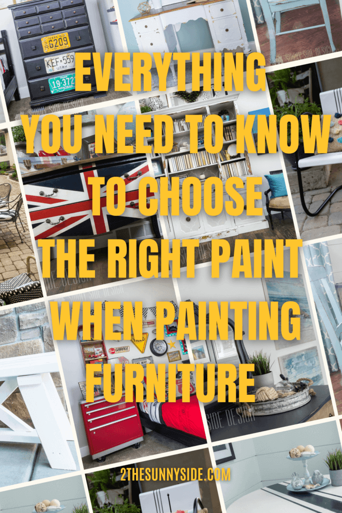 Painting furniture: Pinterest image, collage of painted furnture.