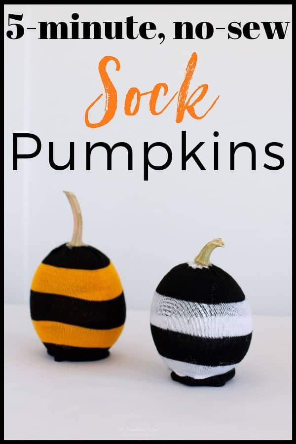 Orange & black and white & black DIY sock pumpkins.