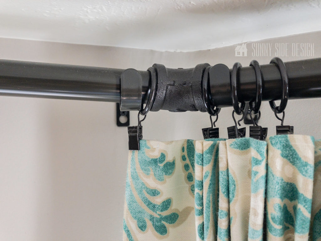 Window treatment ideas, use plumbing pipe to transform a standard curtain rod into a rod for a bay window .