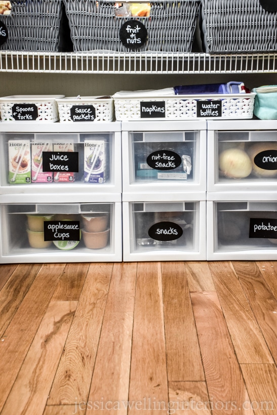 Create zones, such as lunch packing zone with inexpensive plastic drawer.