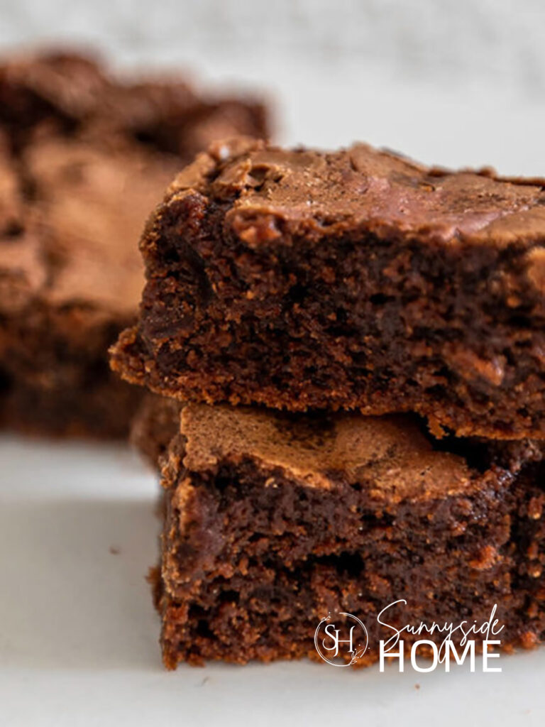 Stacked fudgy brownies: The best fudge brownie recipe.
