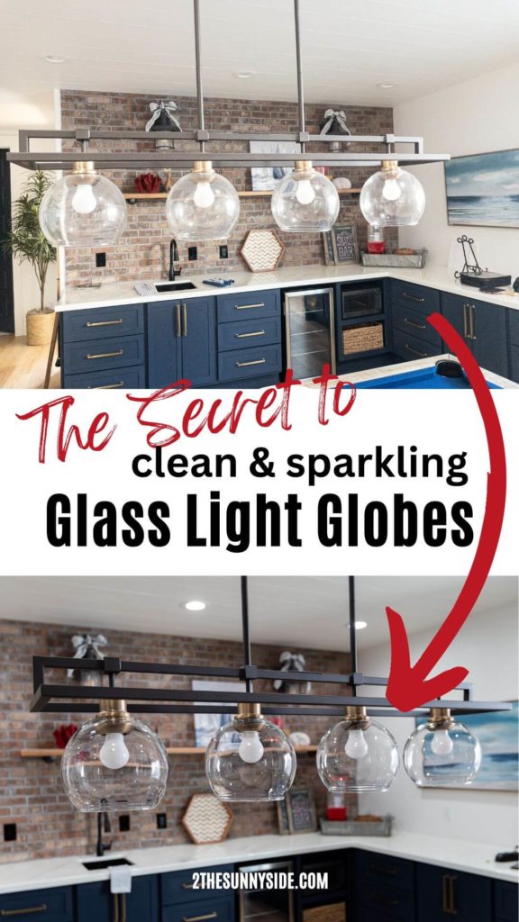 Pinterest image, cleaning glass light globes