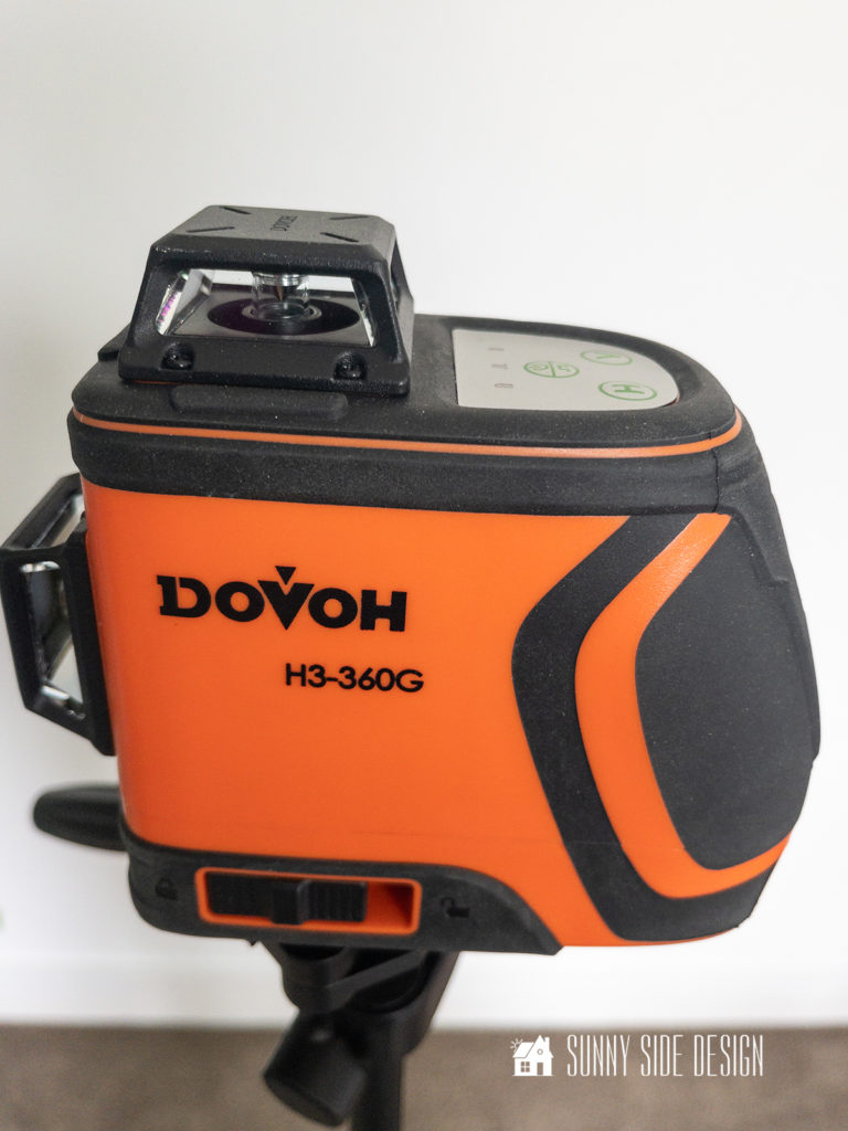View of the Dovoh laser level showing power switch.