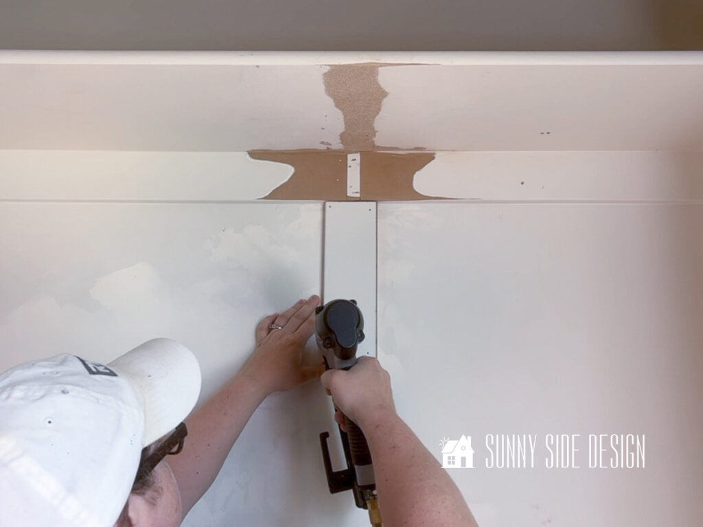 A cleat is install for the closet rod bracket in the closet.