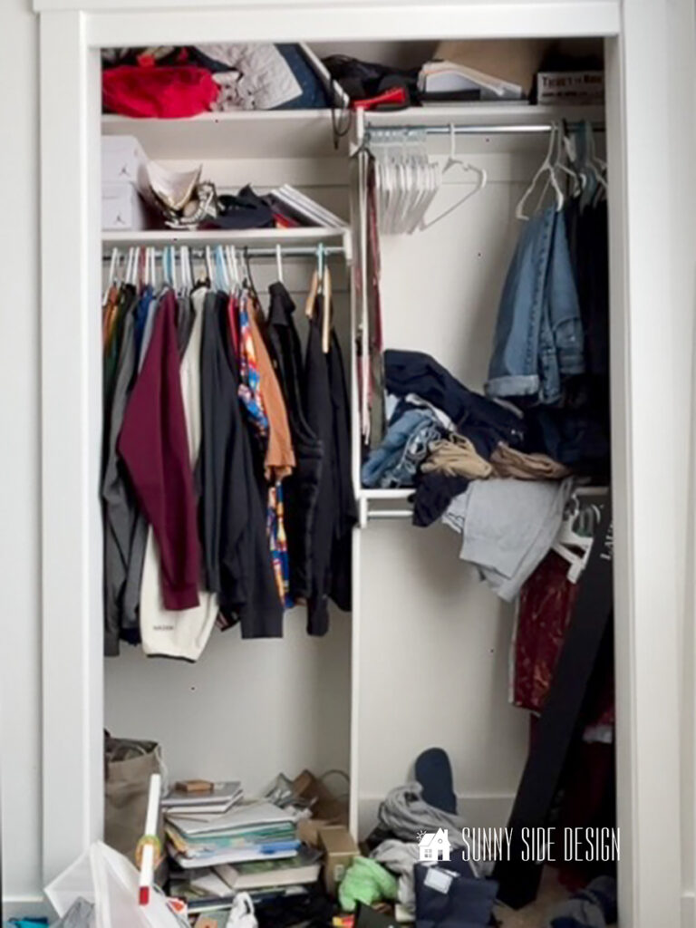 Closet mess before makeover.