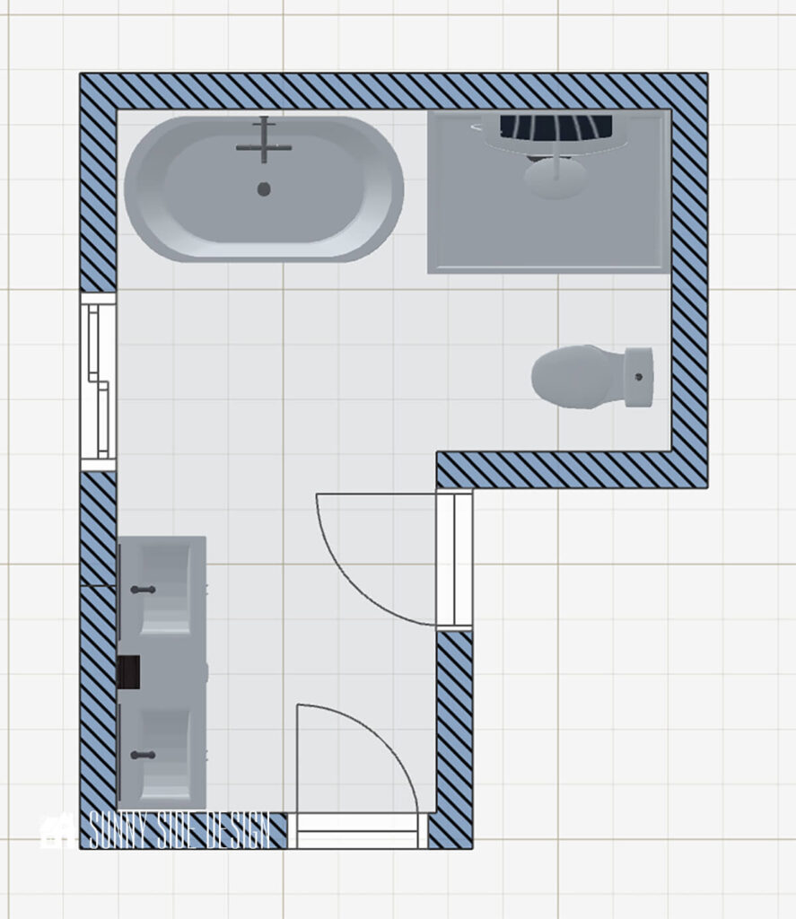 New Master bathroom design plans and layout on graph paper.