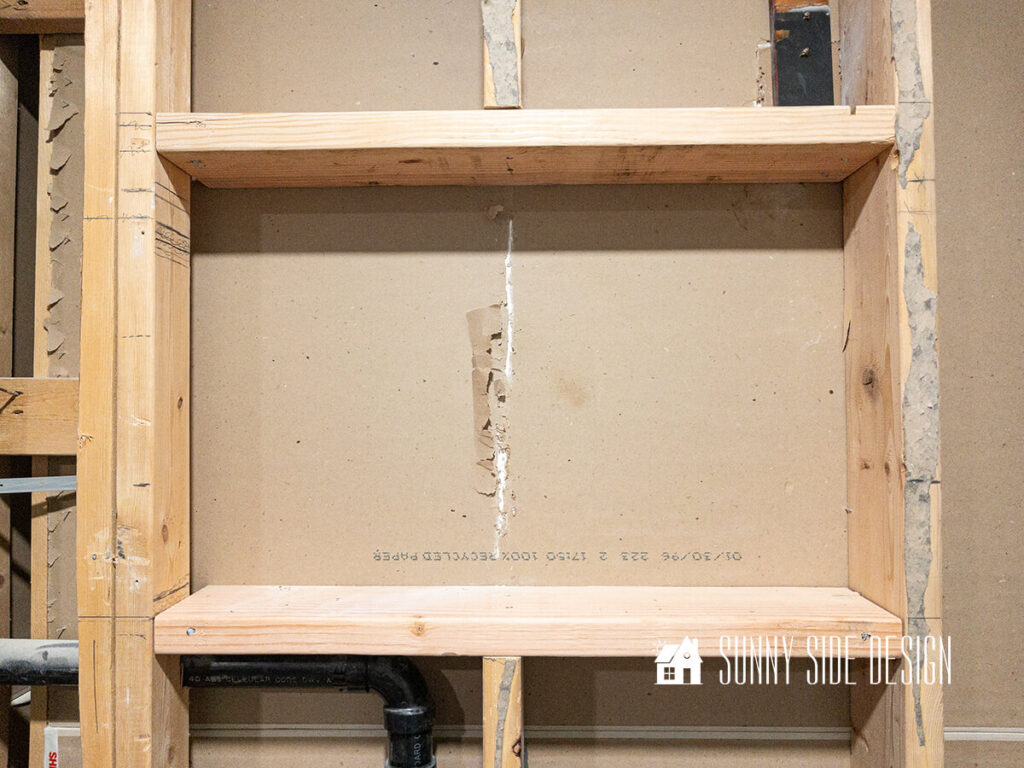 Framed out area for the bathroom niche.