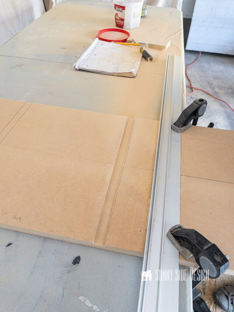 Routed groove in the side pieces for the recessed shelf in a wall.
