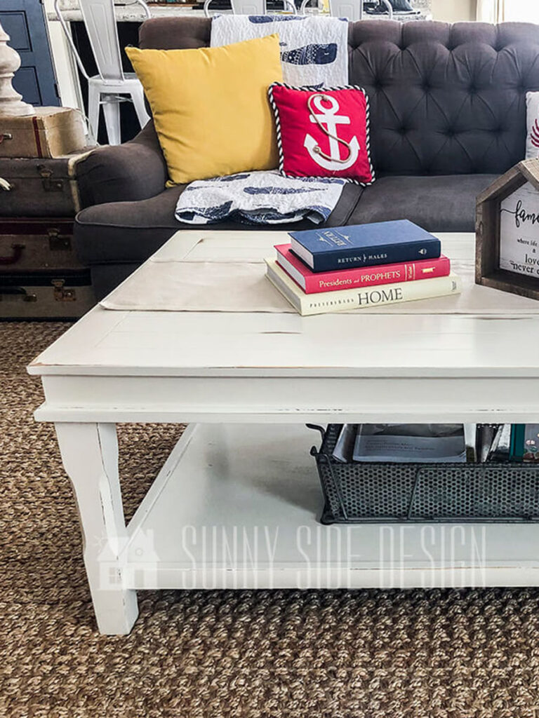 farmhouse coffee table makeover with chalk paint