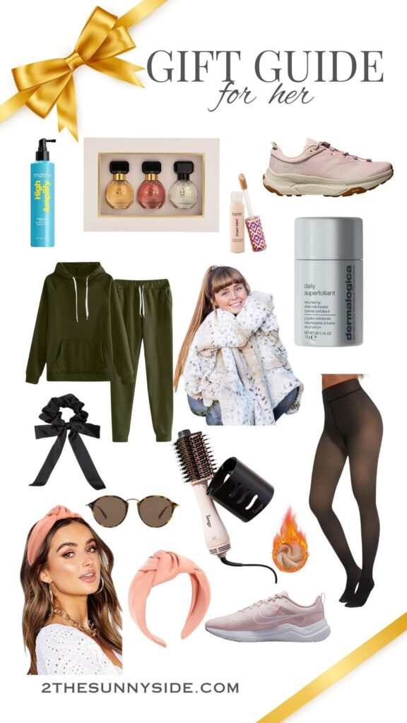 The best Gift ideas and gift guide for her, collage image of gifts for women.