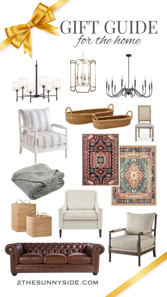 The best Christmas gift ideas and holiday gift guide for the home. Collage image of beautiful and helpful products for the home.