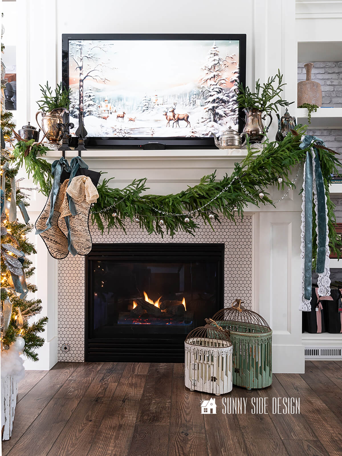 Simple Tips for Decorating a Christmas Mantel with a TV | Sunnyside Home