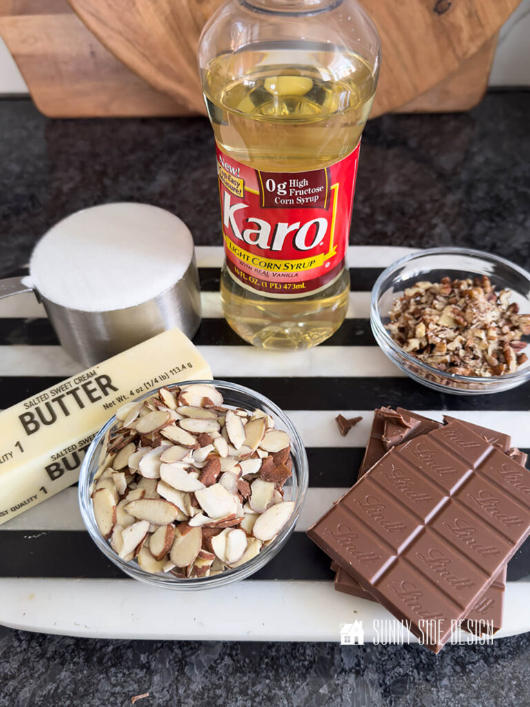 Ingredients for homemade English toffee.