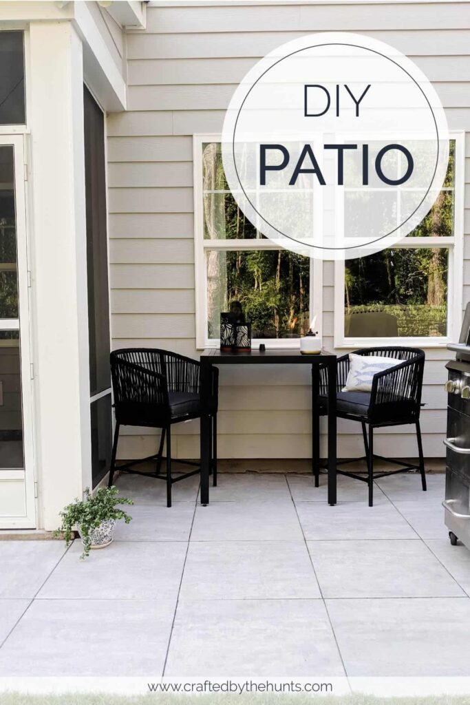 Simple 16x16 paver patio, styled with a black bistro set.