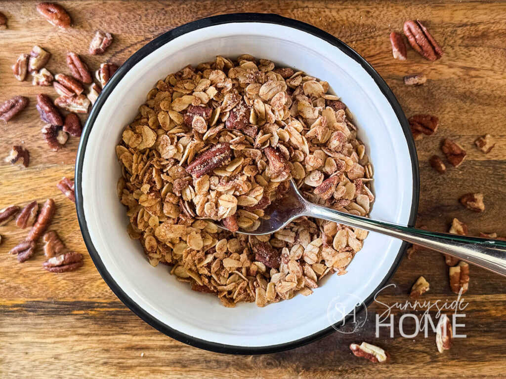 Homemade, no-sugar pumpkin spice granola in a bowl.
