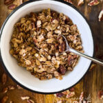 Homemade, no-sugar pumpkin spice granola in a bowl.