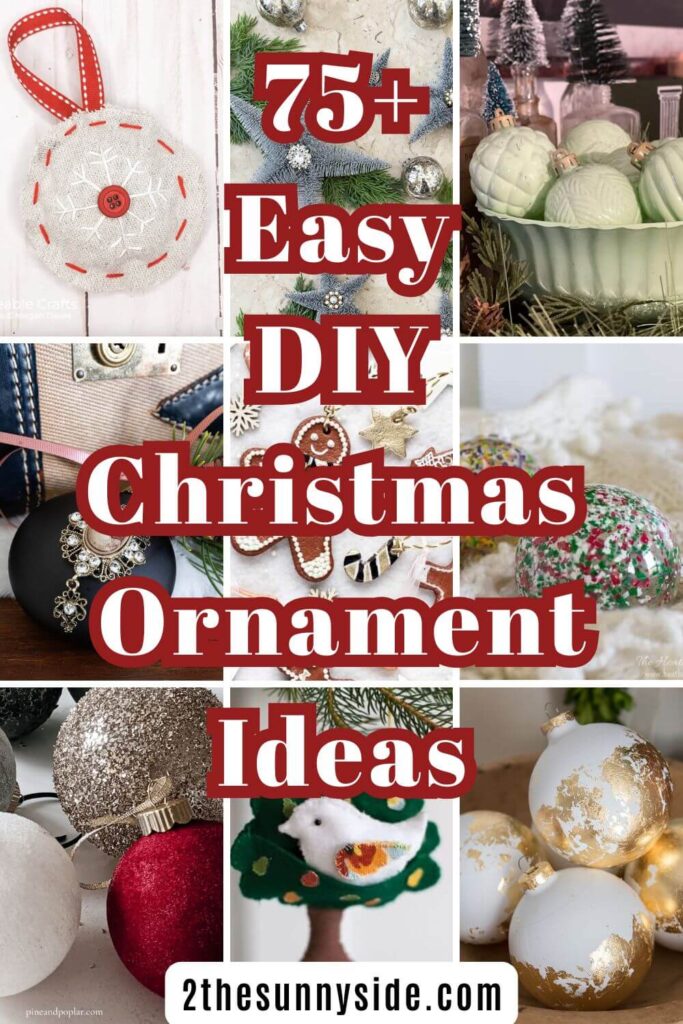 Pinterest image with 9 images of easy Christmas ornament ideas for adult and kids.