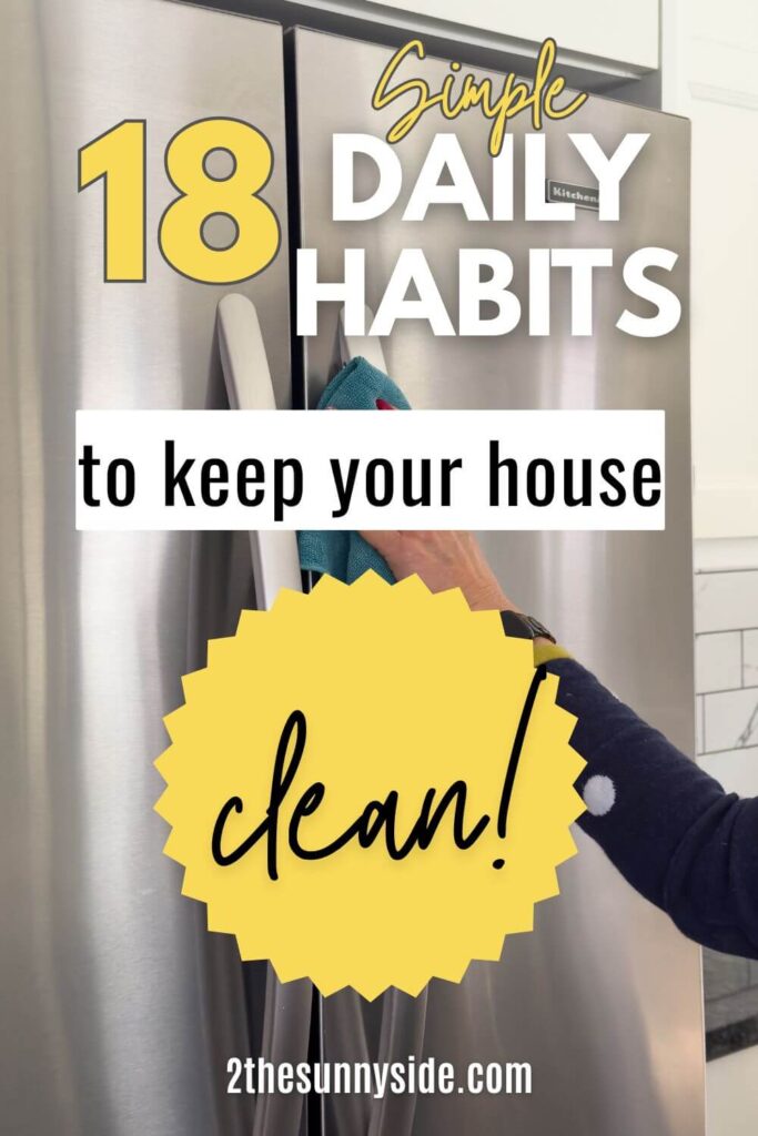 PInterest image woman wiping stainless steel fridge, 18 Simple daily habits to keep your house clean!